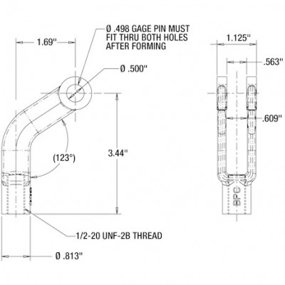 Image of Adjustable Yoke End 1/2-20 NF and 1/2 Inch Diameter Thru-Hole from Buyers Products. Part number: B27086EZ