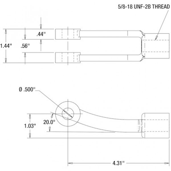 Image of Adjustable Yoke End 5/8-18 NF Thread And 1/2 Inch Diameter Thru-Hole from Buyers Products. Part number: B27087BB