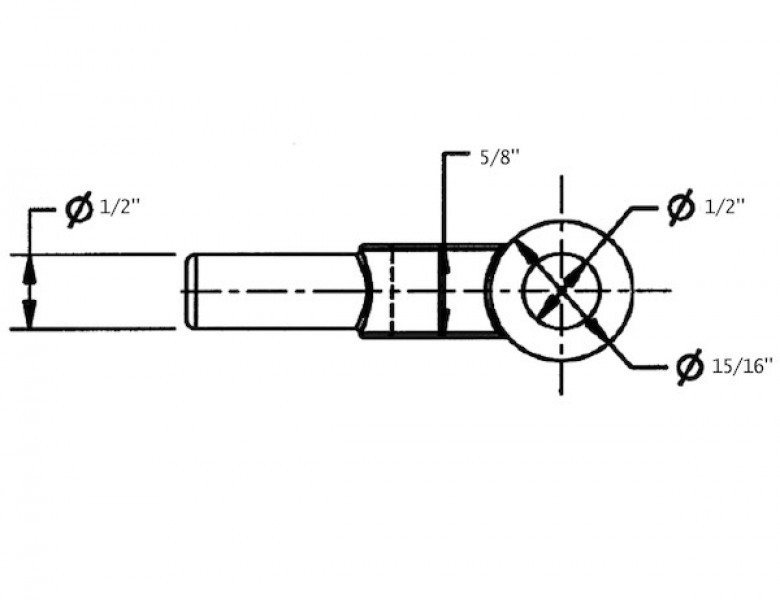 Image of 1/2 x 2-1/2 Inch Plain Yoke End from Buyers Products. Part number: B27096A