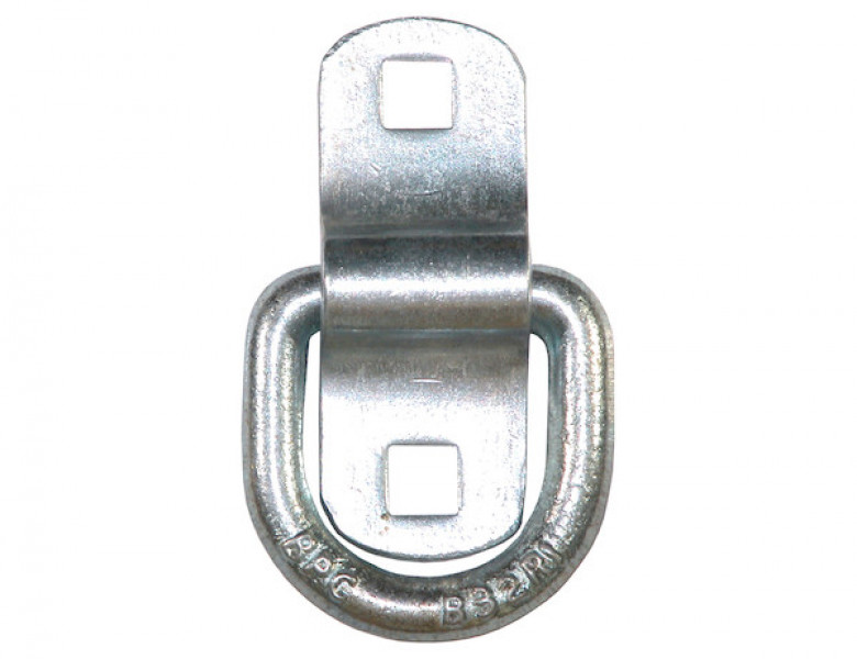 Image of 3/8 Inch Forged D-Ring With Surface Mounted 2-Hole Mounting Bracket Zinc Plated from Buyers Products. Part number: B32F