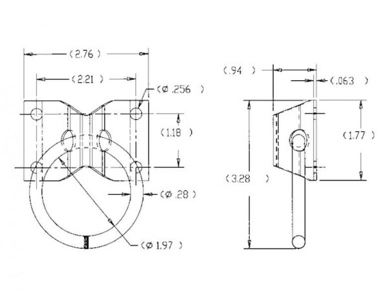 Image of Surface Mounted Rope Ring With 2-Hole Integral Mounting Bracket Zinc Plated from Buyers Products. Part number: B33