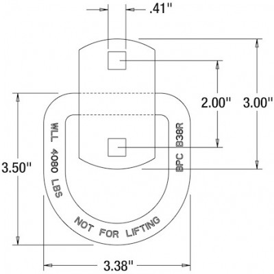 Image of Domestically Forged 1/2 Inch Forged D-Ring With 2-Hole Mounting Bracket from Buyers Products. Part number: B38