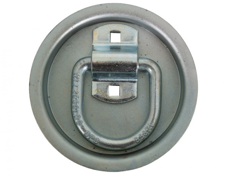 Image of 1/2 Inch Forged D-Ring With 2-Hole Mounting Bracket With Recessed Pan Mount from Buyers Products. Part number: B38RP