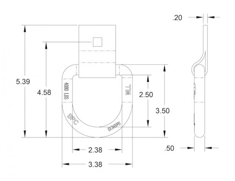 Image of 1/2 Inch Forged D-Ring With 1-Hole Integral Mounting Bracket from Buyers Products. Part number: B38S