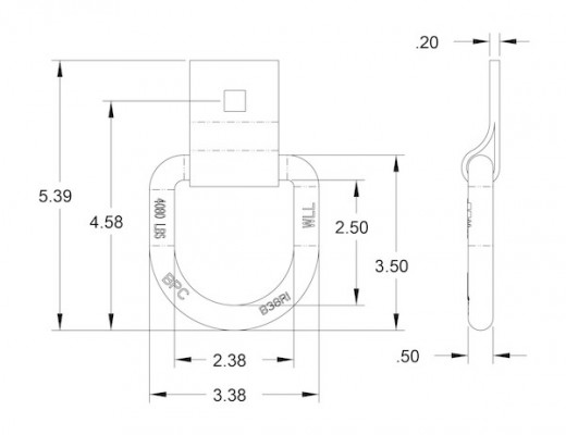 Image of 1/2 Inch Forged D-Ring With 1-Hole Integral Mounting Bracket from Buyers Products. Part number: B38S