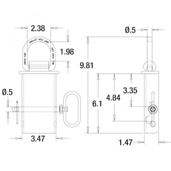 Image of 1/2 Inch Forged Stake Pocket D-Ring With 2-1/2 Inch I.D. from Buyers Products. Part number: B38SP