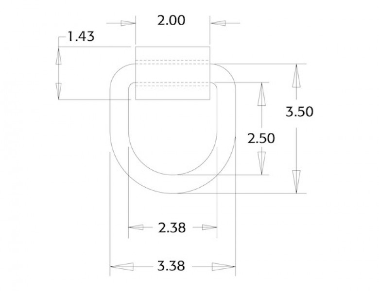 Image of Domestically Forged 1/2 Inch Forged D-Ring With Weld-On Mounting Bracket from Buyers Products. Part number: B38W