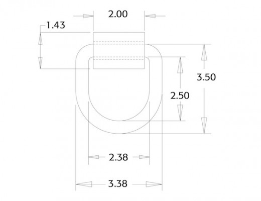 Image of Domestically Forged 1/2 Inch Forged D-Ring With Weld-On Mounting Bracket from Buyers Products. Part number: B38W