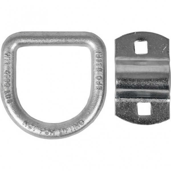 Image of 1/2 Inch Forged D-Ring With 2-Hole Mounting Bracket - White Zinc Plated from Buyers Products. Part number: B38ZW