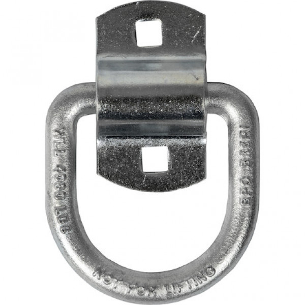 Image of 1/2 Inch Forged D-Ring With 2-Hole Mounting Bracket - White Zinc Plated from Buyers Products. Part number: B38ZW