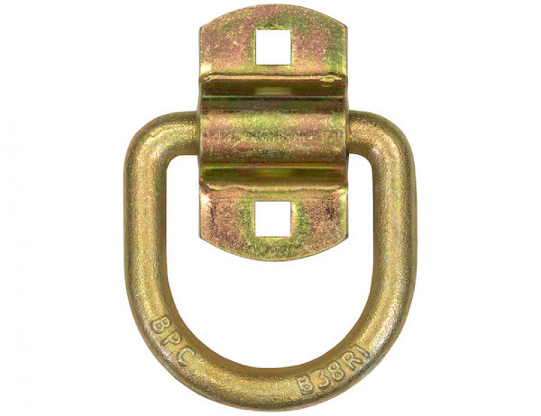 Image of 1/2 Inch Forged D-Ring With 2-Hole Mounting Bracket - Yellow Zinc Plated from Buyers Products. Part number: B38ZY