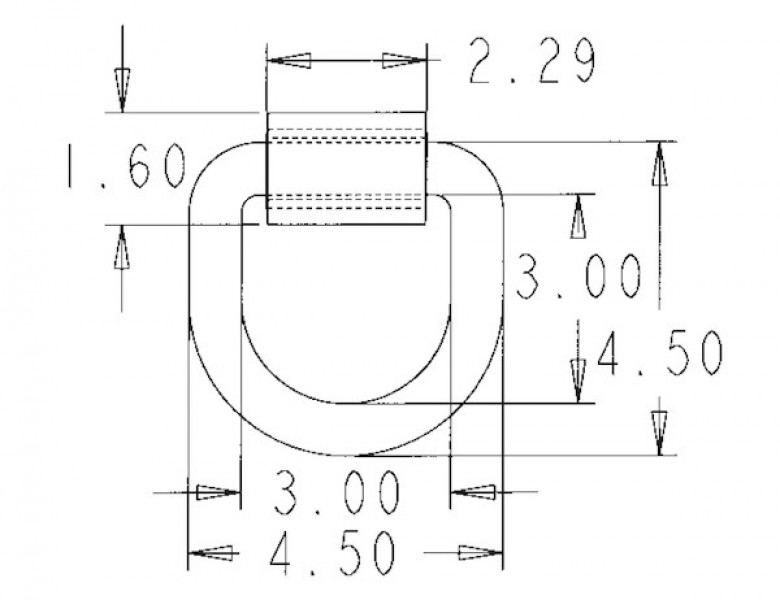 Image of Domestically Forged 3/4 Inch Forged D-Ring With Weld-On Mounting Bracket from Buyers Products. Part number: B46