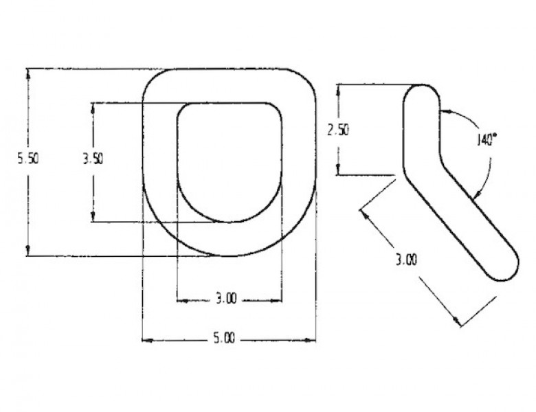 Image of Domestically Forged 1 Inch Forged 55Angled D-Ring with Weld-On Mounting Bracket from Buyers Products. Part number: B5055