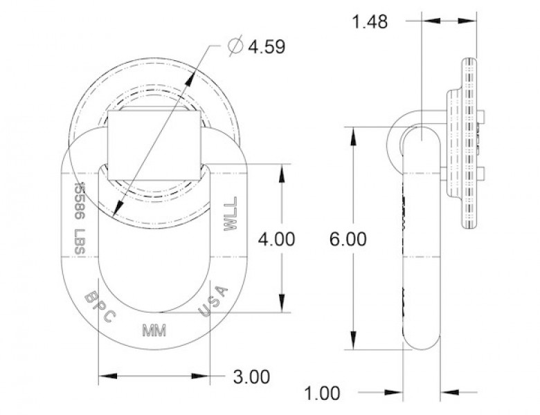 Image of 1 Inch Forged 360Rotating D-Ring With Weld-On Mounting Bracket from Buyers Products. Part number: B51