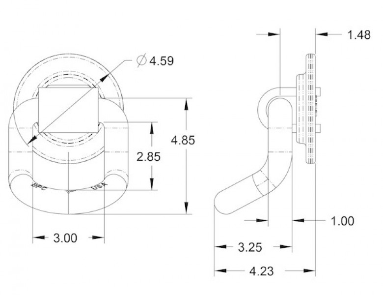 Image of 1 Inch Forged 360Rotating 55Angled D-Ring With Weld-On Mounting Bracket from Buyers Products. Part number: B52