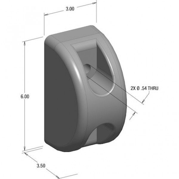 Image of D-Shaped Molded Rubber Bumper - 3 x 3-1/2 x 6 Inch Tall - Set of 2 from Buyers Products. Part number: B5800