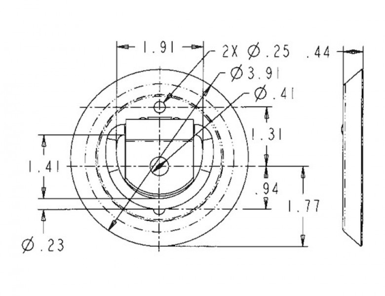 Image of Surface Mounted Rope Ring Plastic Pan With 1/4 Inch Diameter Steel Ring from Buyers Products. Part number: B705