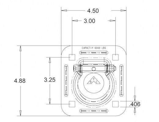 Image of Heavy Duty Recessed Rope Ring Non-Plated Weldable Bracket from Buyers Products. Part number: B801