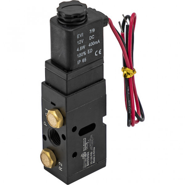 Image of 4-Way 2-Position Solenoid Air Valve With Five 1/4 Inch NPT Ports from Buyers Products. Part number: BAV050SA