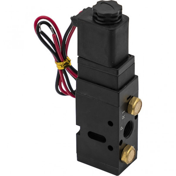 Image of 4-Way 2-Position Solenoid Air Valve With Five 1/4 Inch NPT Ports from Buyers Products. Part number: BAV050SA