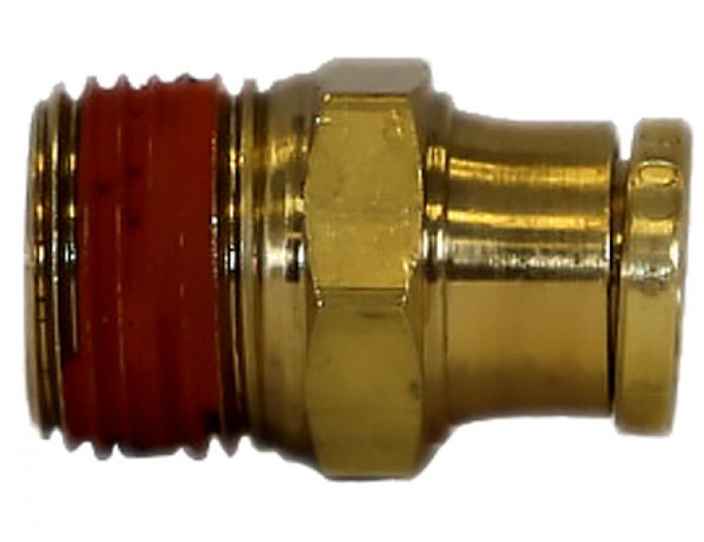 Image of Brass DOT Push-In Male Connector 1/4 Inch Tube O.D. x 1/8 Inch Pipe Thread from Buyers Products. Part number: BC00M25P125