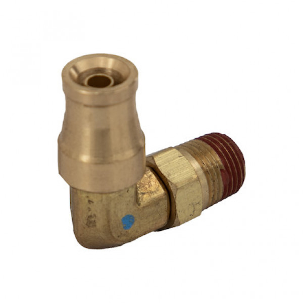 Image of Brass DOT Push-In Swivel Male Elbow 1/4 Inch Tube O.D. x 1/8 Inch Pipe Thread from Buyers Products. Part number: BE90M25P125S