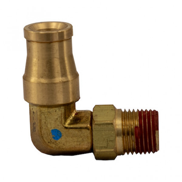 Image of Brass DOT Push-In Swivel Male Elbow 1/4 Inch Tube O.D. x 1/8 Inch Pipe Thread from Buyers Products. Part number: BE90M25P125S