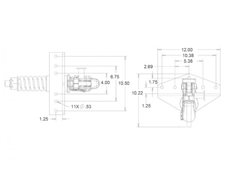 Image of 15 Ton Swivel Type Pintle Hook-Compares to Holland# PH-T-125A from Buyers Products. Part number: BP125A