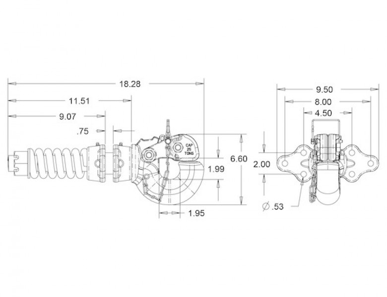 Image of 25 Ton Swivel Type Pintle Hook - Compares to Wallace #2044101 from Buyers Products. Part number: BP200