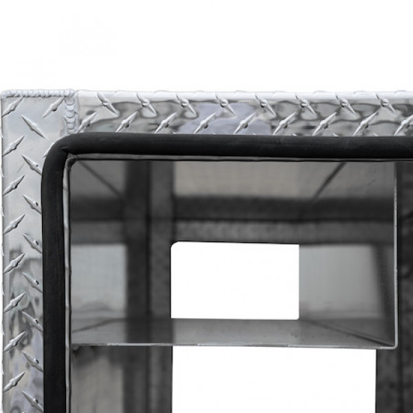 Image of 24x24x86 Inch Diamond Tread Aluminum Straight Side Tunnel Truck Tool Box with Shelf from Buyers Products. Part number: BP242486