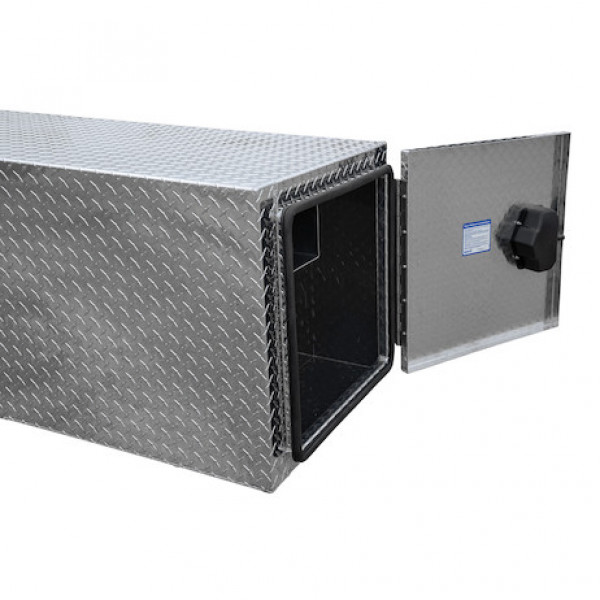 Image of 24x24x86 Inch Diamond Tread Aluminum Straight Side Tunnel Truck Tool Box with Shelf from Buyers Products. Part number: BP242486