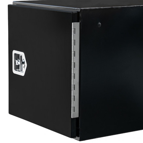 Image of 24x24x86 Inch Black Steel Straight Side Tunnel Truck Tool Box with Shelf from Buyers Products. Part number: BP242486B