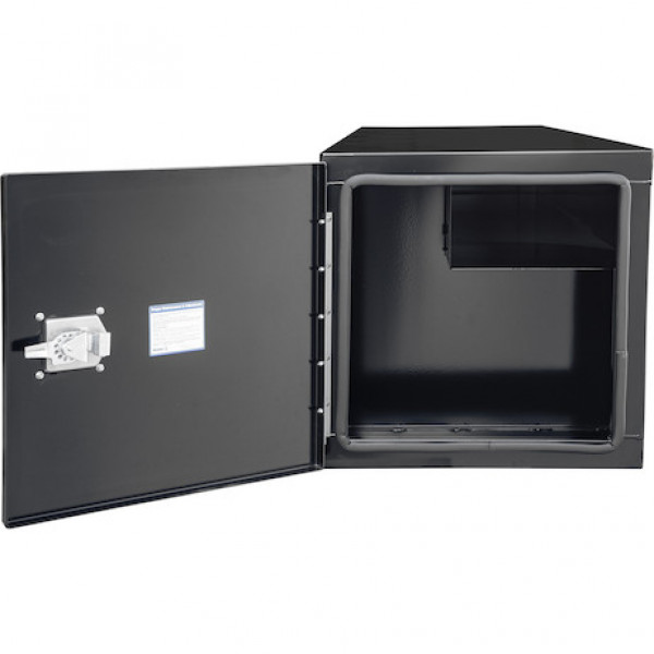 Image of 24x24x86 Inch Black Steel Straight Side Tunnel Truck Tool Box with Shelf from Buyers Products. Part number: BP242486B