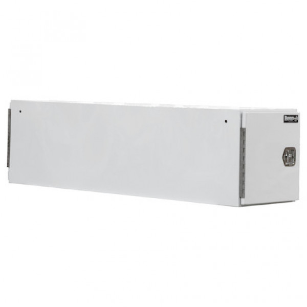 Image of 24x24x96 Inch White Steel Straight Side Tunnel Truck Tool Box with Shelf from Buyers Products. Part number: BP242496W
