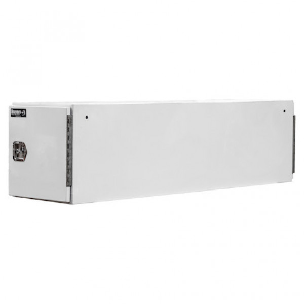 Image of 24x24x96 Inch White Steel Straight Side Tunnel Truck Tool Box with Shelf from Buyers Products. Part number: BP242496W