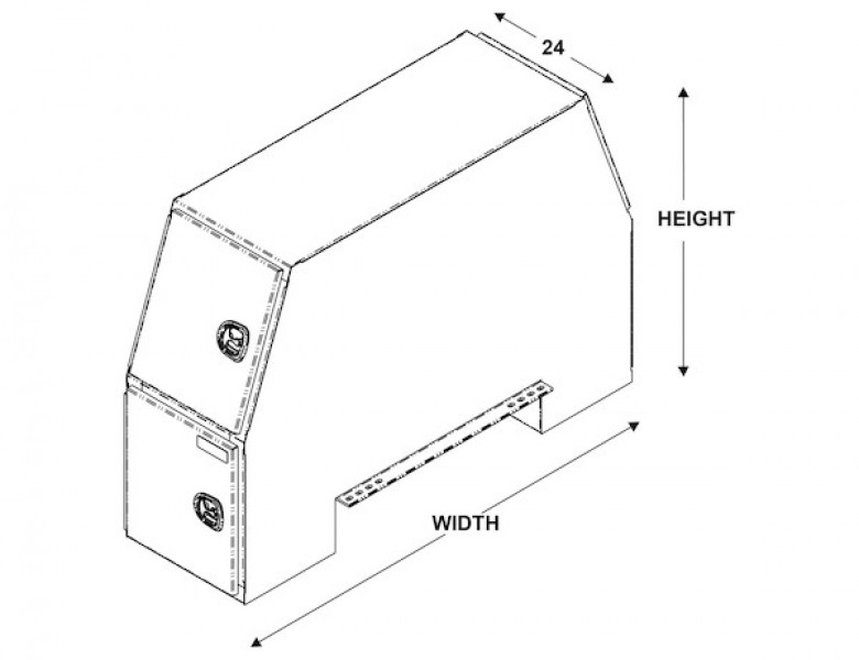 Image of 55x24x82 Inch Offset Floor Diamond Tread Aluminum Backpack Truck Box - 9.1 Inch Offset from Buyers Products. Part number: BP825524