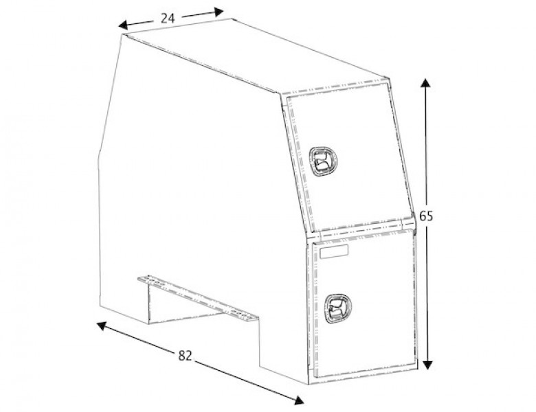 Image of 65x24x82 Inch Black Steel Backpack Truck Box - 13.3 Inch Offset Floor from Buyers Products. Part number: BP826524B