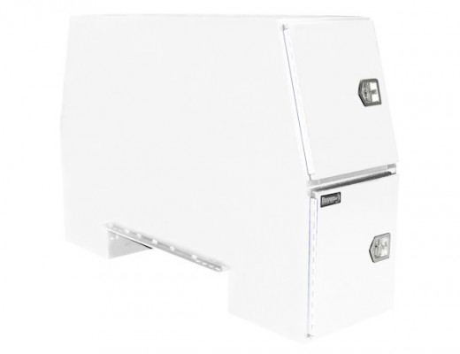 Image of 65x24x82 Inch Offset Floor White Steel Backpack Truck Box - 13.3 Inch Offset from Buyers Products. Part number: BP826524W