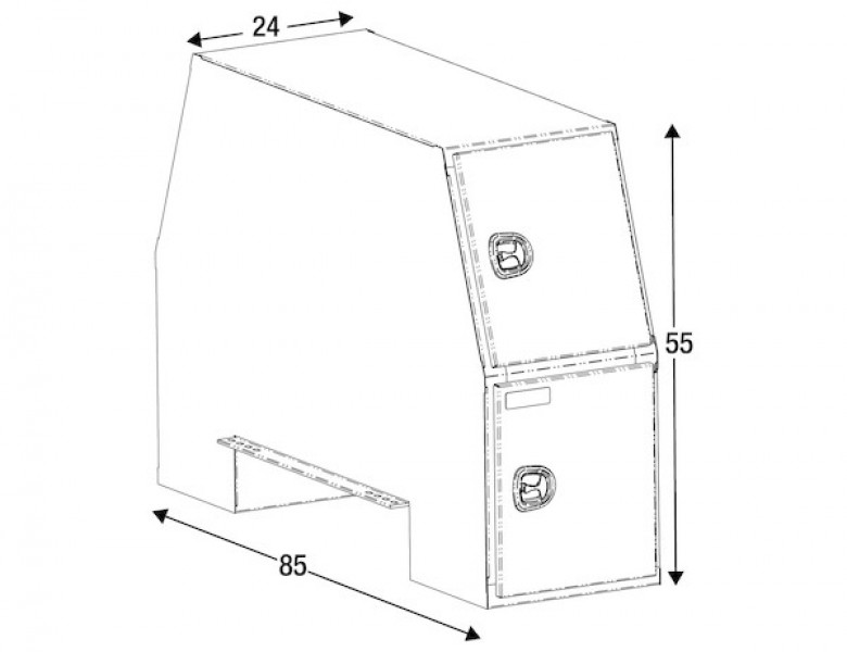 Image of 55x24x85 Inch Black Steel Backpack Truck Box - 9.1 Inch Offset Floor from Buyers Products. Part number: BP855524B