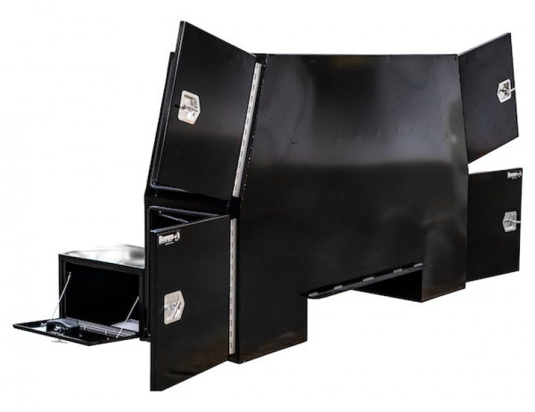 Image of 85x55x48 Inch Black Steel L-Pack Backpack Truck Box - 8.5 Inch Offset from Buyers Products. Part number: BP855548B