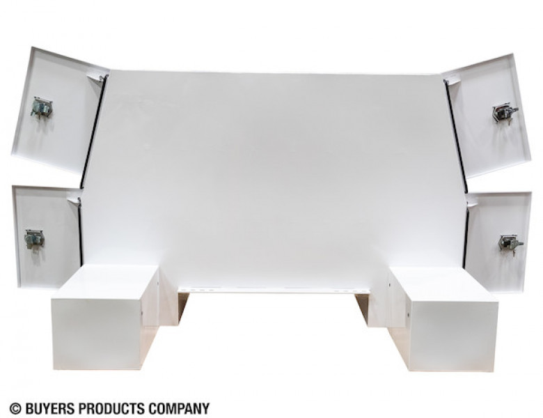 Image of 85x55x48 Inch White Steel L-Pack Backpack Truck Box - 16.35 Inch Offset from Buyers Products. Part number: BP855548W