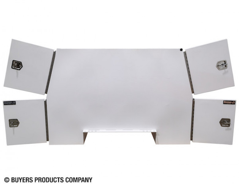 Image of 85x55x48 Inch White Steel L-Pack Backpack Truck Box - 16.35 Inch Offset from Buyers Products. Part number: BP855548W