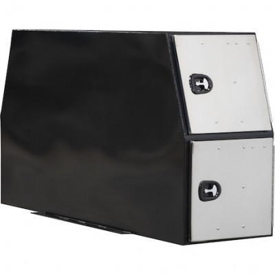 Image of 59x24x85 Inch Flat Floor Black Steel Backpack Truck Box With Stainless Steel Doors from Buyers Products. Part number: BP855924BSST