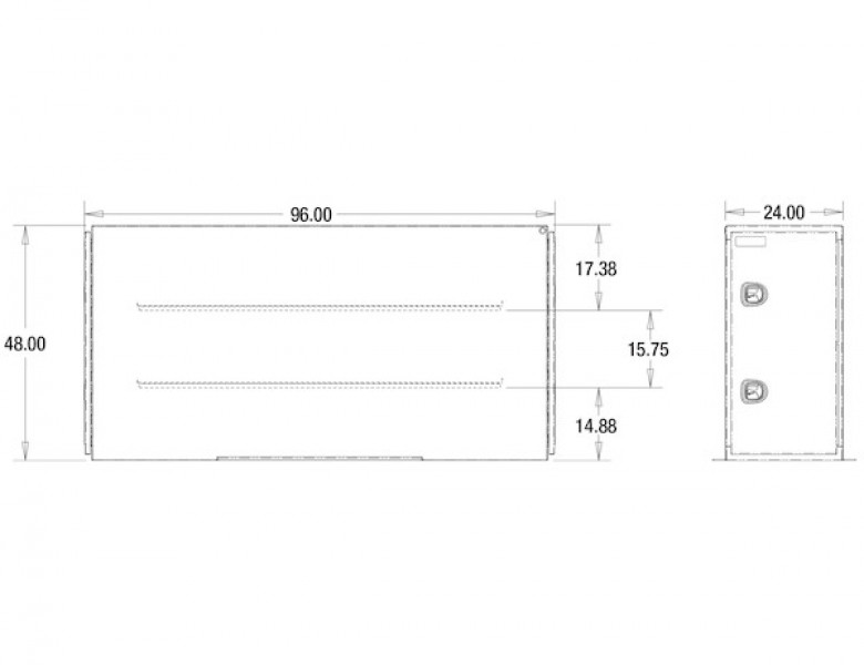 Image of Black Steel Straight Side Backpack Truck Tool Box with Adjustable Shelving from Buyers Products. Part number: BP964824BLL