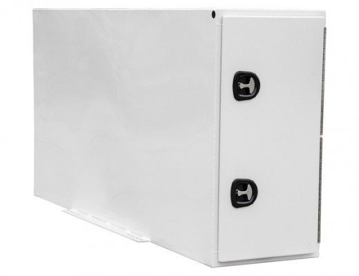 Image of White Steel Straight Side Backpack Truck Box with Adjustable Shelving from Buyers Products. Part number: BP964824WLL