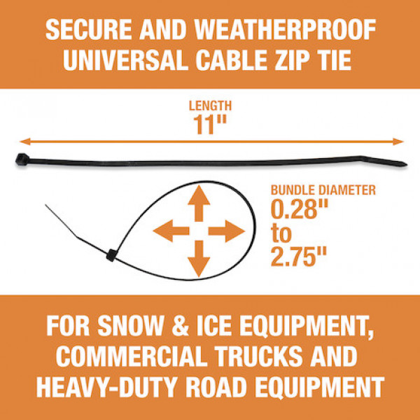 Image of 11-inch Length Black Weather-Resistant Nylon Cable Zip Tie (500-Pack) from Buyers Products. Part number: BTN011WR