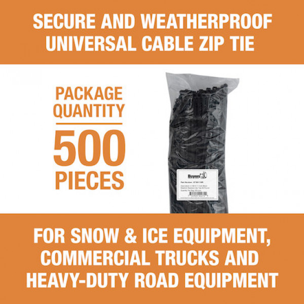 Image of 11-inch Length Black Weather-Resistant Nylon Cable Zip Tie (500-Pack) from Buyers Products. Part number: BTN011WR