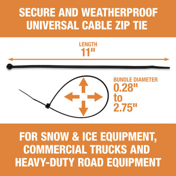 Image of 11-inch Length Black-Weather Resistant Nylon Cable Zip Tie (100-Pack) from Buyers Products. Part number: BTN011WRCPK