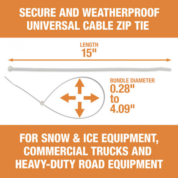 Image of 15-inch Length Nylon Cable Zip Tie (100-Pack) from Buyers Products. Part number: BTN015