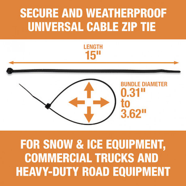 Image of 15-inch Length Black Weather-Resistant Nylon Cable Zip Tie (100-Pack) from Buyers Products. Part number: BTN015WR